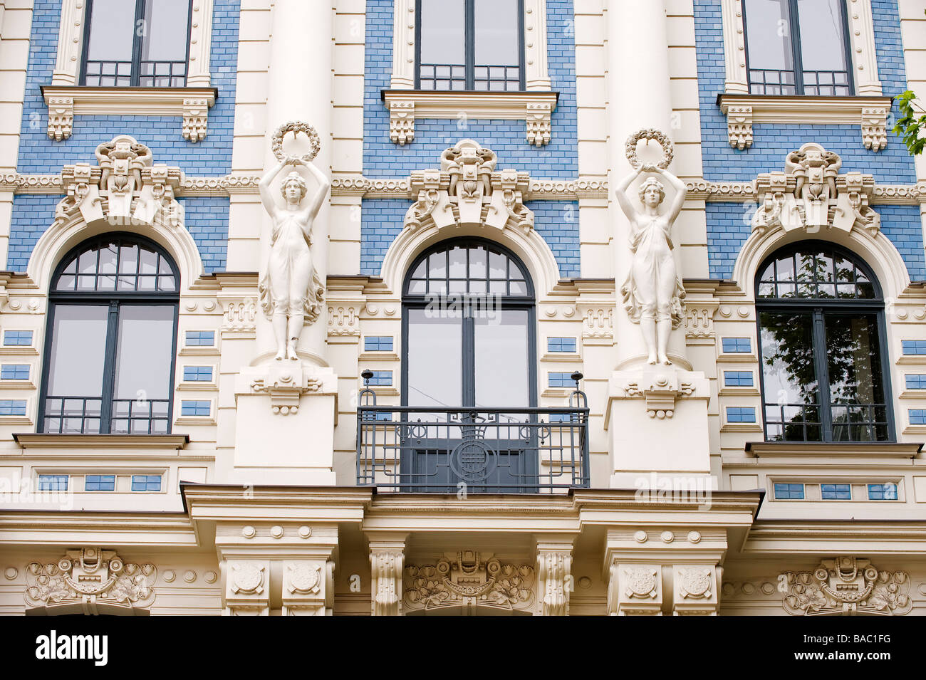 Lettonie (pays baltes), Riga, la ville moderne, Art Nouveau en Alberta iela Street, Building par Mikhaïl Eisenstein Banque D'Images