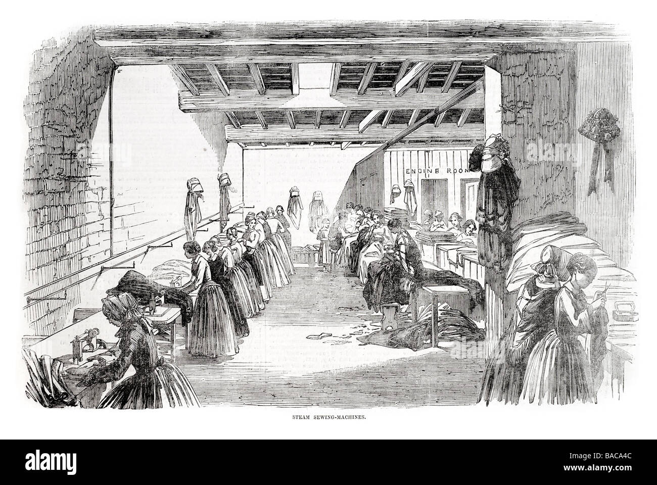 Machines à coudre à vapeur 1854 Banque D'Images