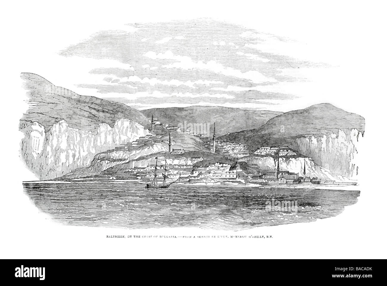 Baltschik sur la côte de la Bulgarie par le lieutenant montagu O'reilly marine royale 1854 Banque D'Images