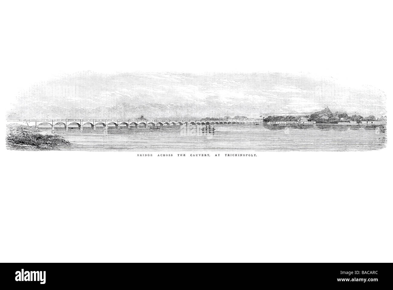 Pont sur le cauvery à trichinopoly 1854 sacré Kaveri River district de Kodagu Talakaveri Western Ghats affluents flux ir Banque D'Images