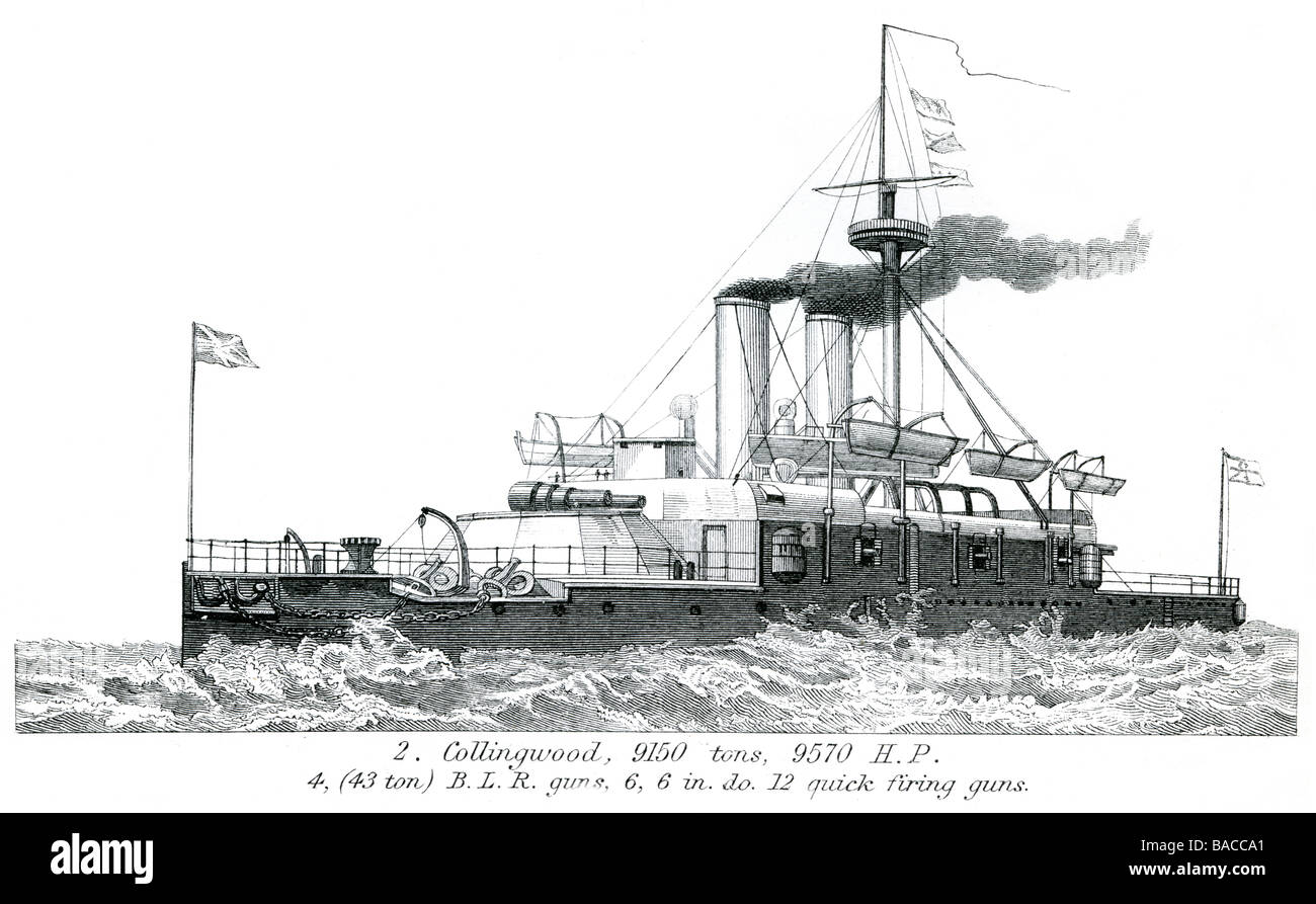 Navire de guerre HMS Collingwood était un cuirassé cuirassé de la Marine royale de l'époque victorienne. Elle a été le premier exemple de classe Admiral Banque D'Images