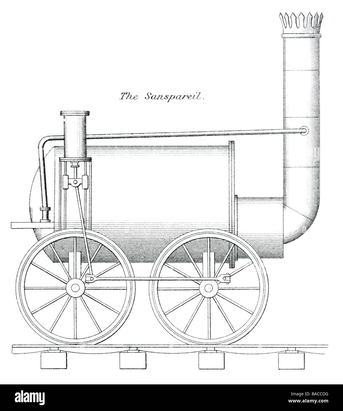 La locomotive à vapeur sanspareil train transport ferroviaire de passage du véhicule moteur de chariot moteur de voiture motif entraîneurs fret wagons Banque D'Images