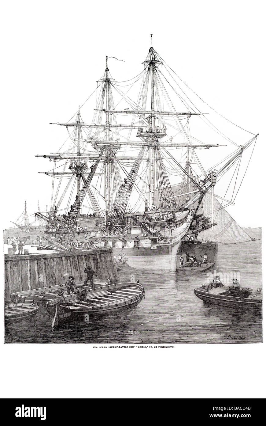Vis h m ligne de bataille navire césar 91 fusils à Portsmouth deux étages Type de taux 1854 2e Banque D'Images