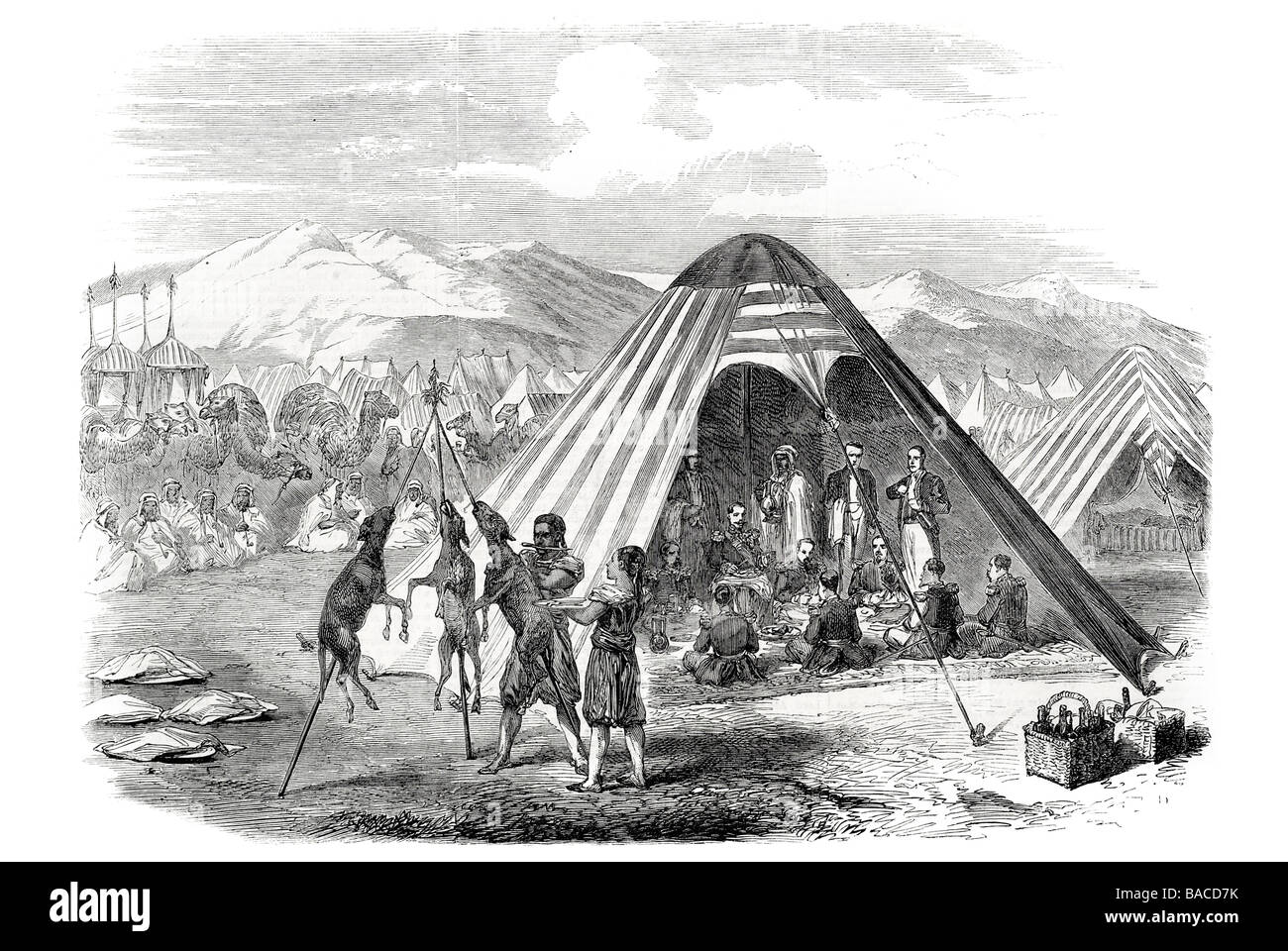 L'empereur divertis par des arabes dans la tente sur la route de Constantine à batna 1865 Banque D'Images