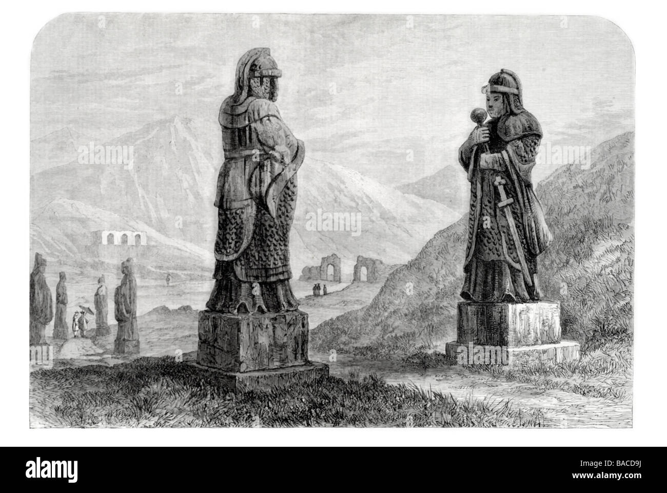 Tombes des Empereurs de la dynastie Ming à Nankin chine ethnique Chinois hans 1865 Banque D'Images