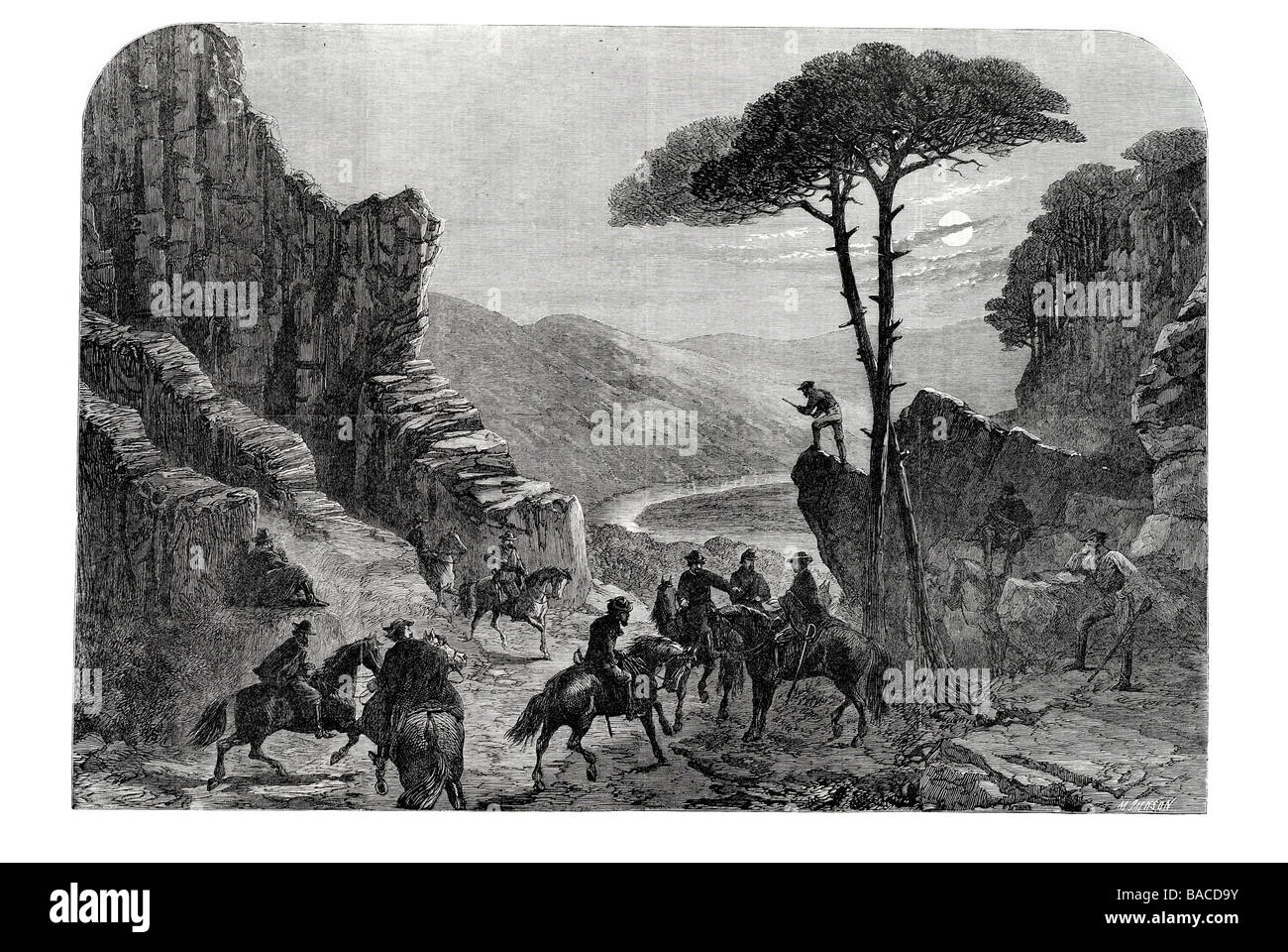 Guerre au nord rendez-vous des hommes de mosby dans le col de la vallée de Shenandoah 1865 Blue Ridge Banque D'Images