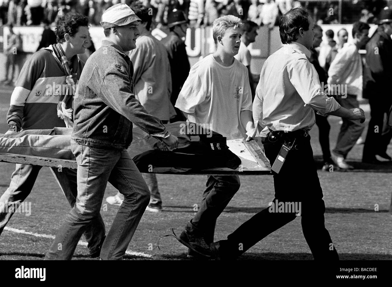 Le stade de football Hillsborough disaster 15 avril 1989, au cours de la demi-finale de la FA Cup entre Liverpool et Nottingham Forest Banque D'Images