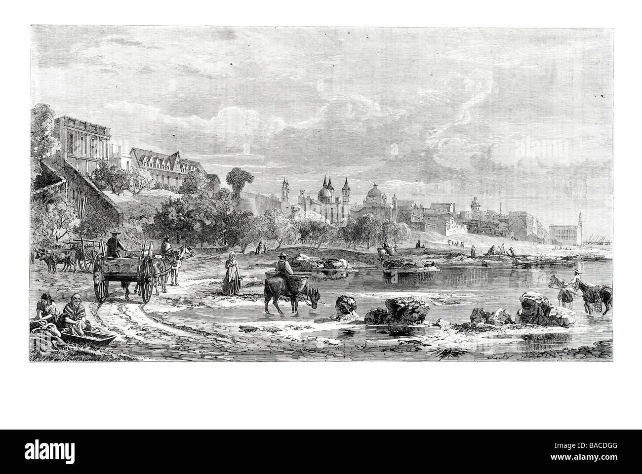 La ville de Buenos Aires vue par l'est le Río de la Plata 1865 Banque D'Images