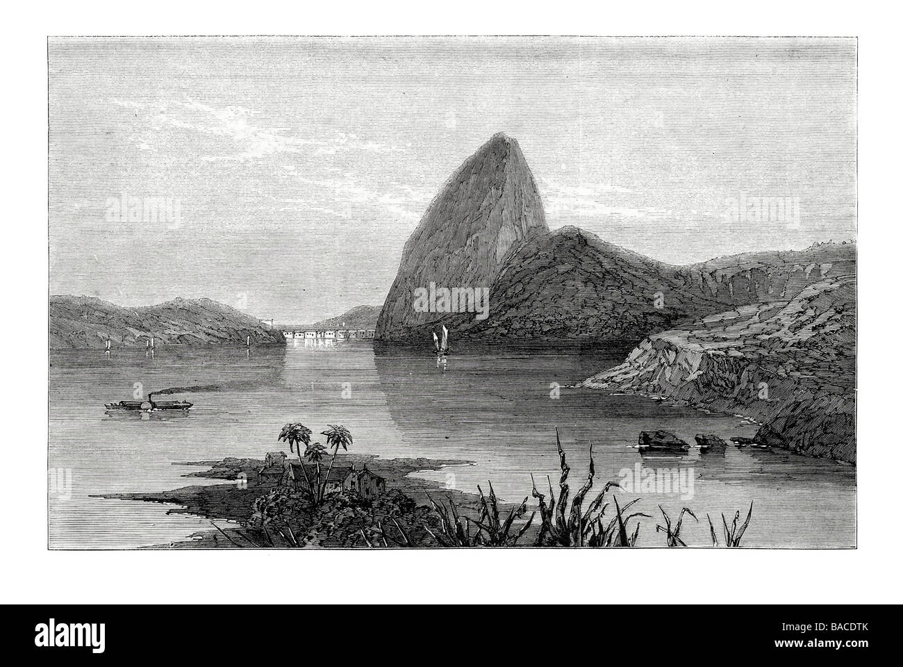 Le mont Sugarloaf Rio de Janeiro Brésil Baie de Guanabara 1865 Banque D'Images