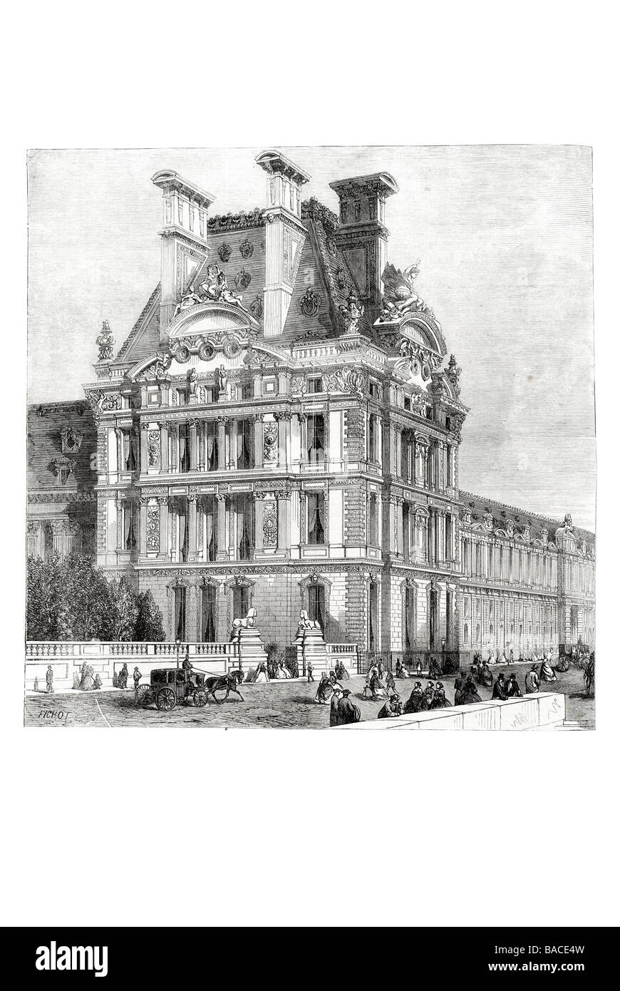 Le nouveau pavillon de flore du palais des Tuileries, du Louvre à Paris France 1867 Jacques II Androuet du Cerceau Banque D'Images