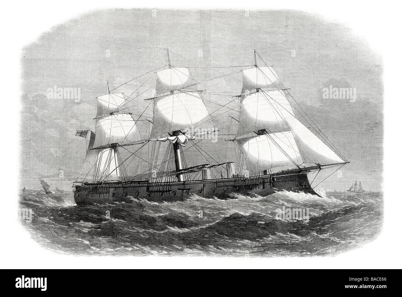 Notre flotte de fer vêtu h m s lord Clyde voile Voile vent vagues bateau 1867 Banque D'Images