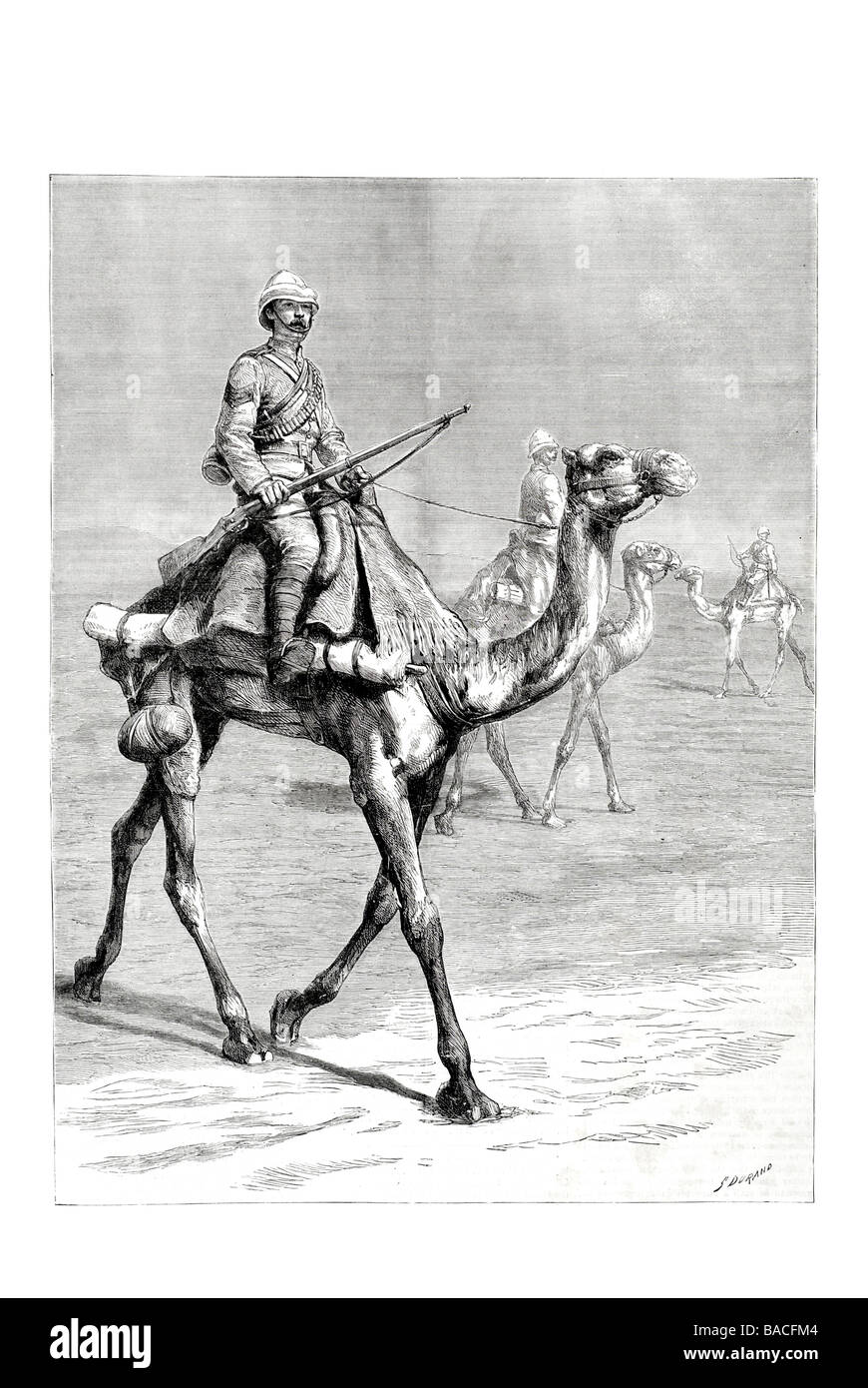 L'expédition du Nil pour le soulagement du général Gordon un trooper Kings Royal Rifles sur le corps de chameau Banque D'Images