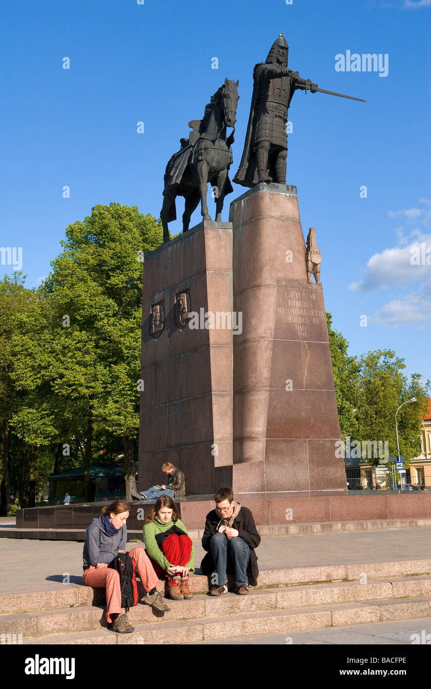 La Lituanie (pays baltes), Vilnius, centre historique, classé au Patrimoine Mondial par l'UNESCO, du Grand Duc Gediminas equestrian Banque D'Images