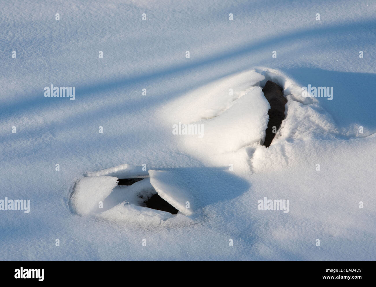 Les pierres à travers la glace Banque D'Images