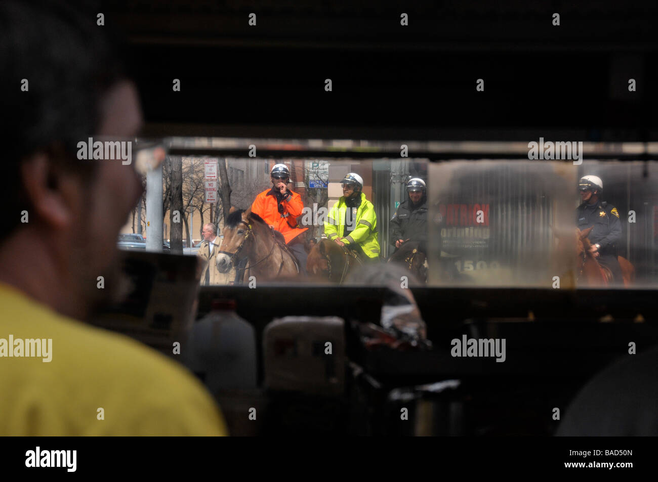 L'application du droit dans la police à cheval. Rochester, NY USA. Banque D'Images