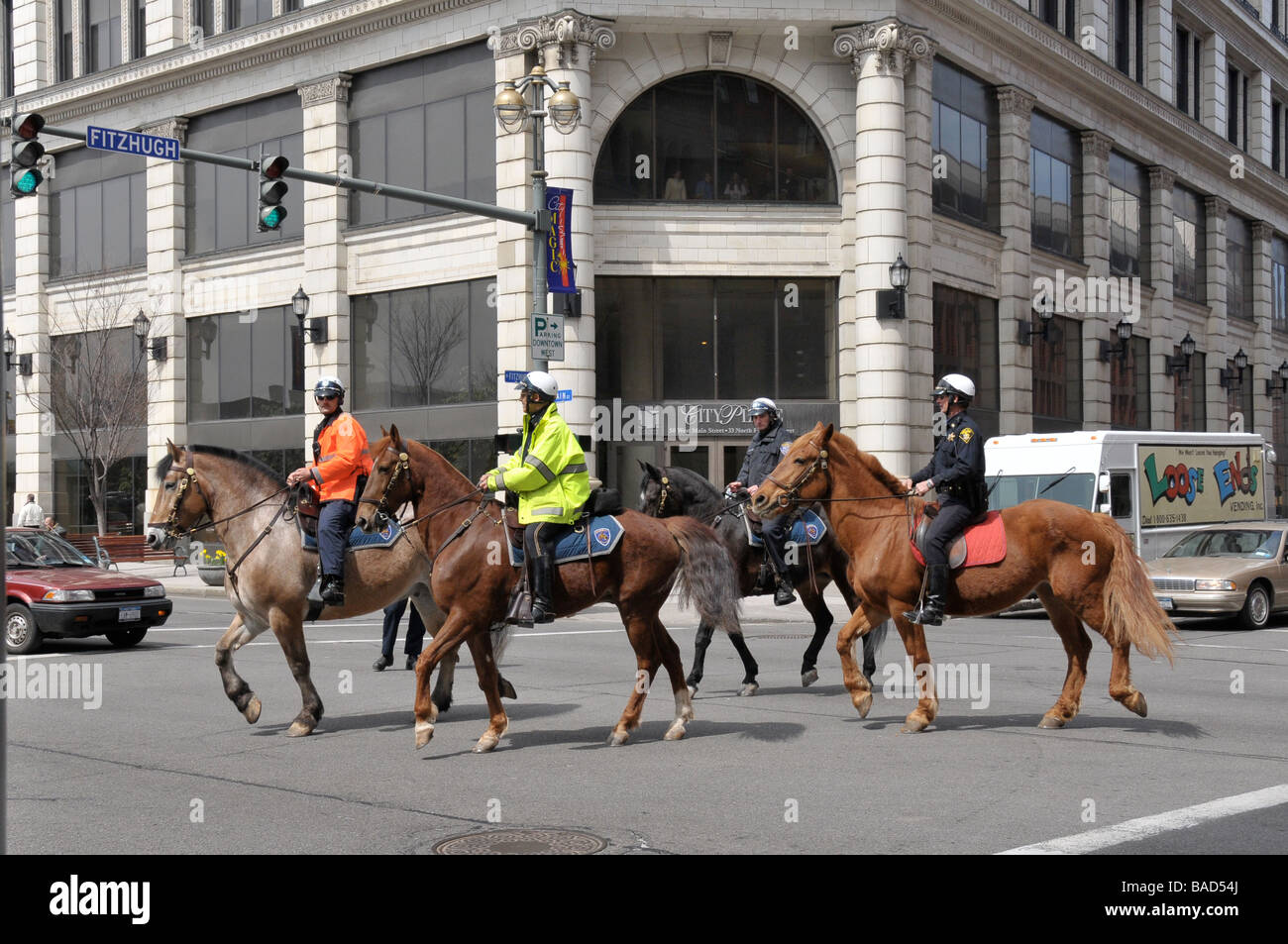 L'application du droit dans la police à cheval. Rochester, NY USA. Banque D'Images