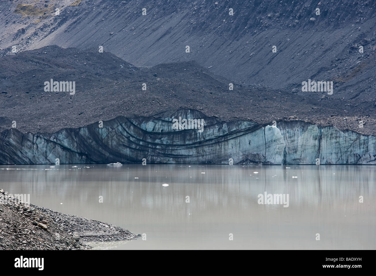 Hooker glacier de vallée Mount Cook N P ile sud Nouvelle Zelande Banque D'Images