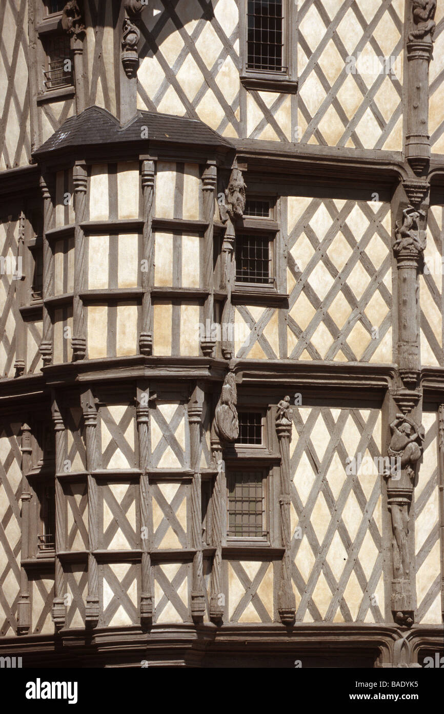 France, Maine et Loire, Angers, à la maison d'Adam, fin du 15e siècle, une image détaillée d'une maison à colombages Banque D'Images