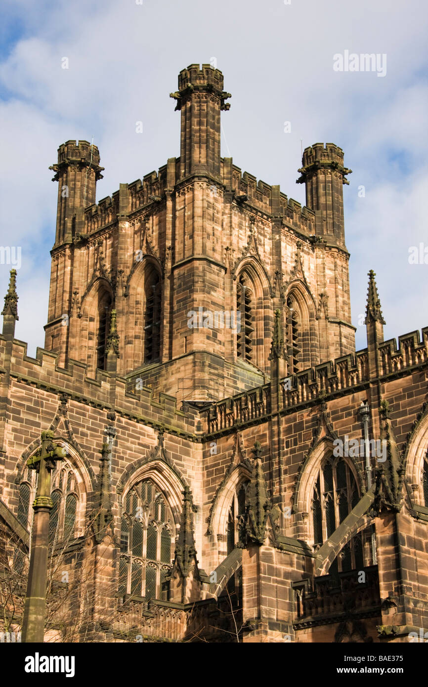 La cathédrale de Chester (St. Werburgh's), Chester, en Angleterre, Hiver 2009 Banque D'Images