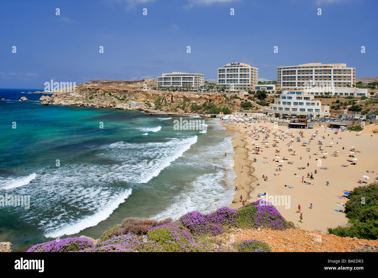 Malte, Marfa Péninsule, le Golden Bay Beach Photo Stock Alamy