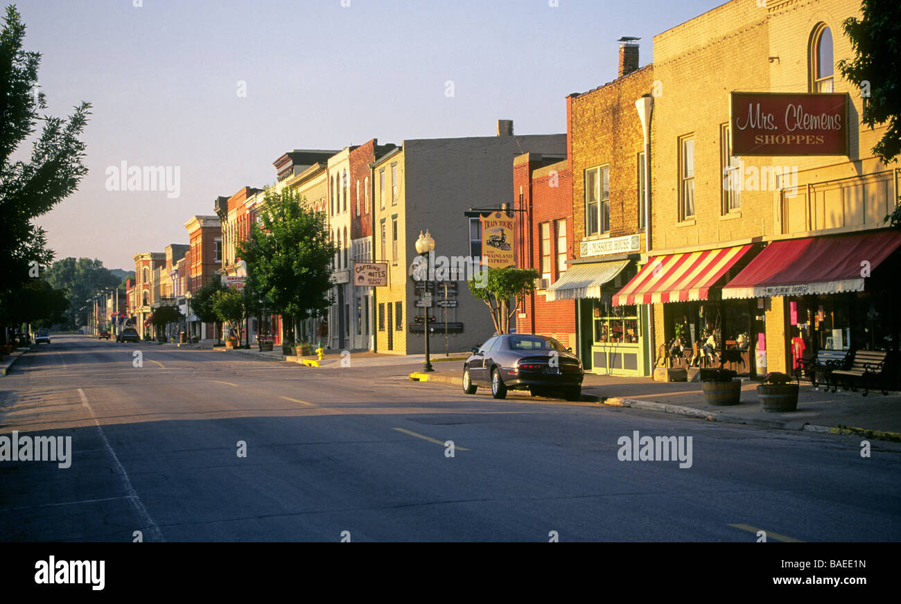 Centre-ville d'Hannibal, Missouri accueil de l'écrivain et humoriste Samuel Clemens, plus connu sous le nom de Mark Twain Banque D'Images