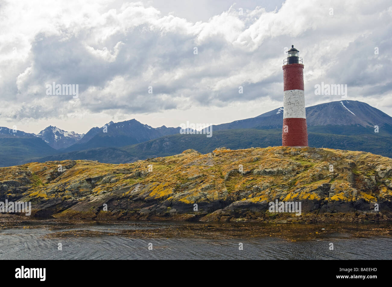 L'extrême sud de la pointe dans le monde autrement connu comme Les Eclaireurs. Le canal de Beagle, Ushuaia, Tierra del Fuego. Banque D'Images