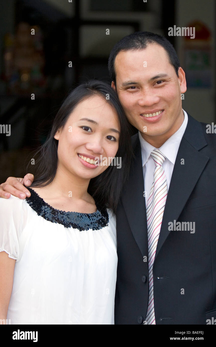 Couple vietnamien à Hanoi Vietnam Banque D'Images
