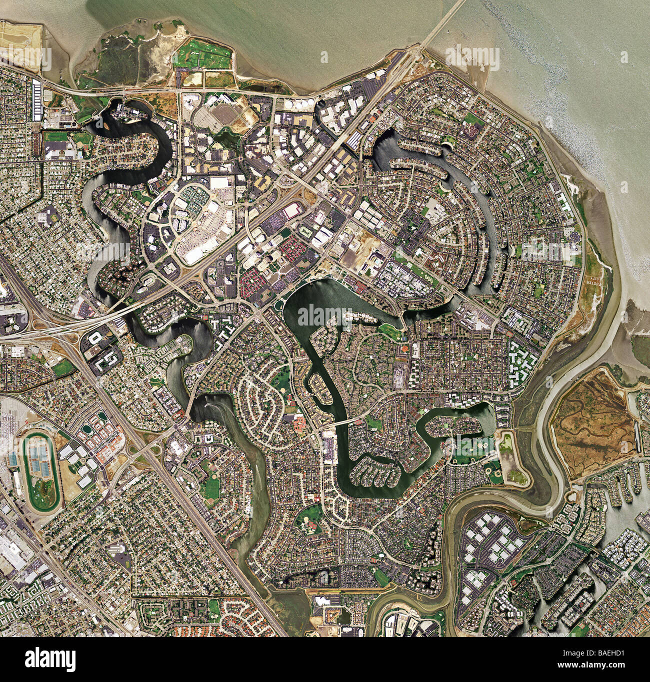 Carte aérienne voir au-dessus de Foster City San Francisco Bay, California Banque D'Images