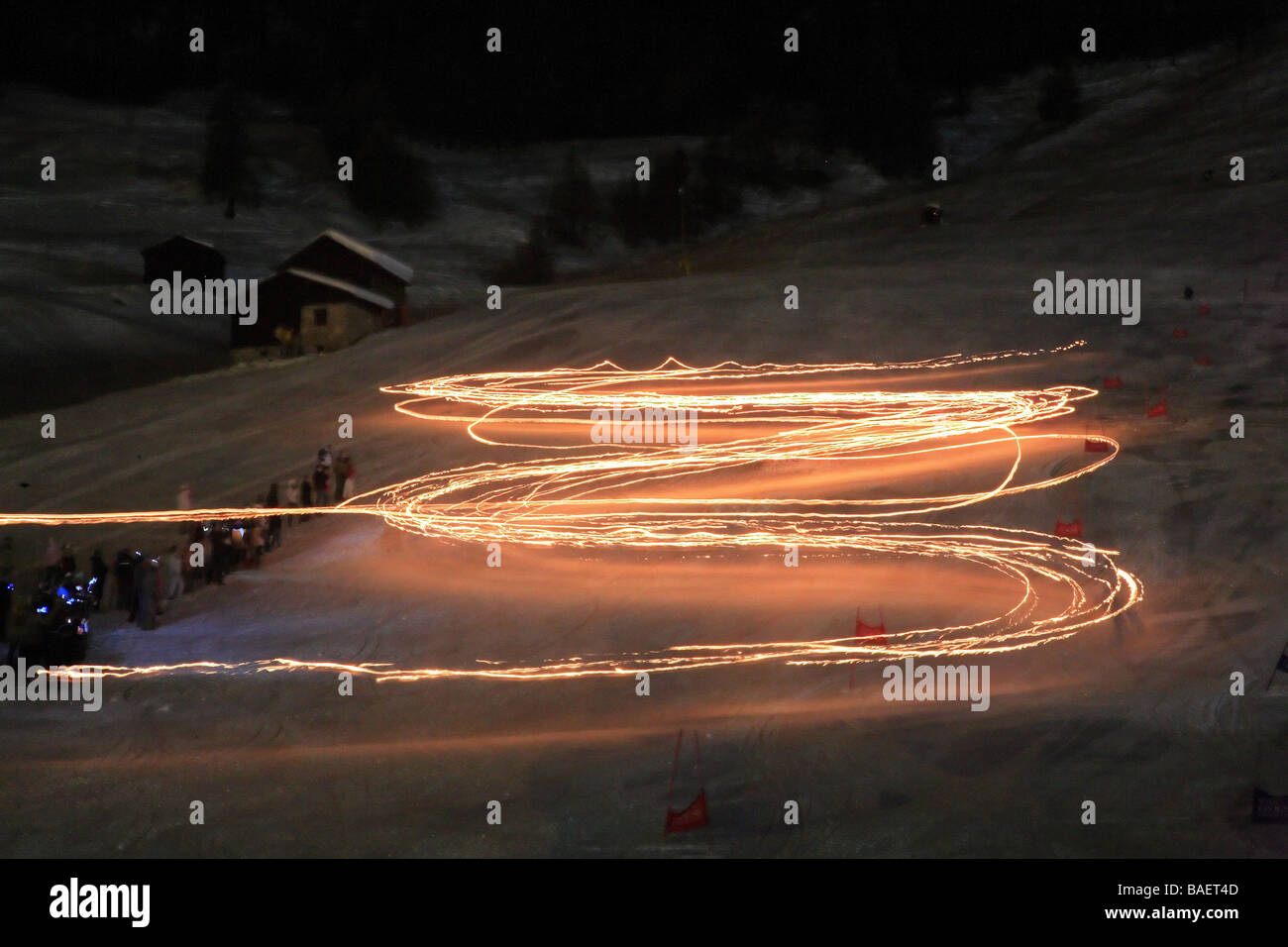 Des enseignants de ski Show, Livigno, Lombardie, Italie Banque D'Images