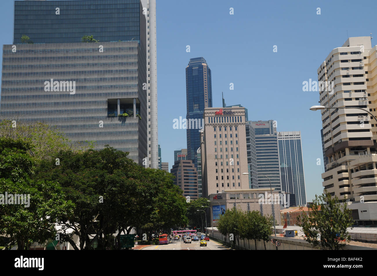 Singapour, le quartier des affaires du centre-ville..Il ne pousse vers le haut maintenant,c'est pourquoi tant d'towerblocks et les gens vivent dans des appartements seulement Banque D'Images