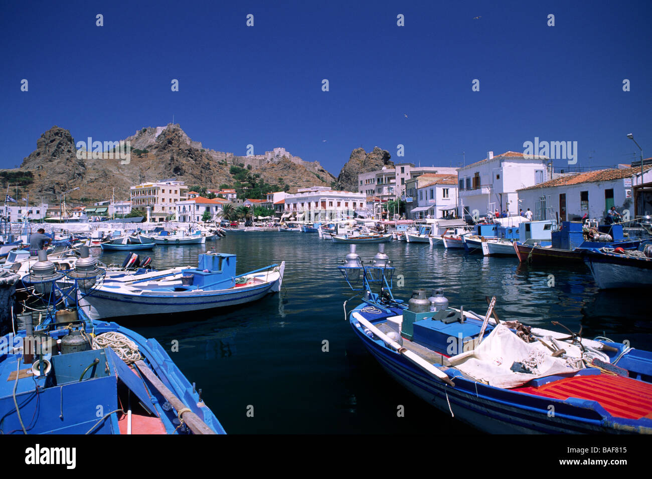 La Grèce, le nord-est de l'îles de la mer Égée, Lemnos, myrina, port Banque D'Images