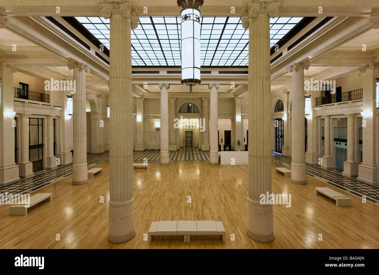 41 Lothbury, Londres, Royaume-Uni, Gmw Architectes, 41 lothbury vue générale rénovation en hall bancaire. Banque D'Images