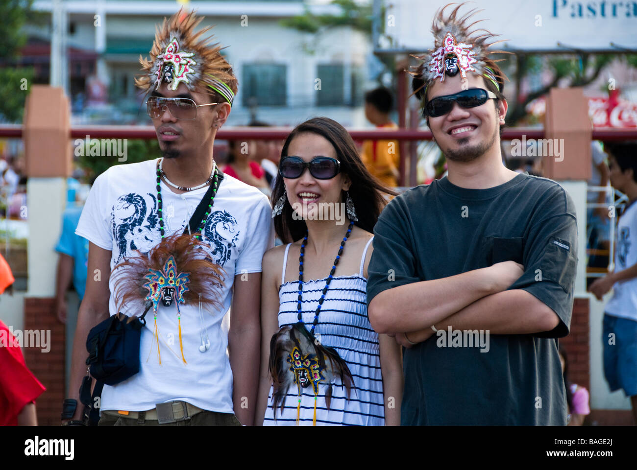 Les jeunes à l'Ati-Atihan festival à Kalibo, Philippines, Panay Banque D'Images