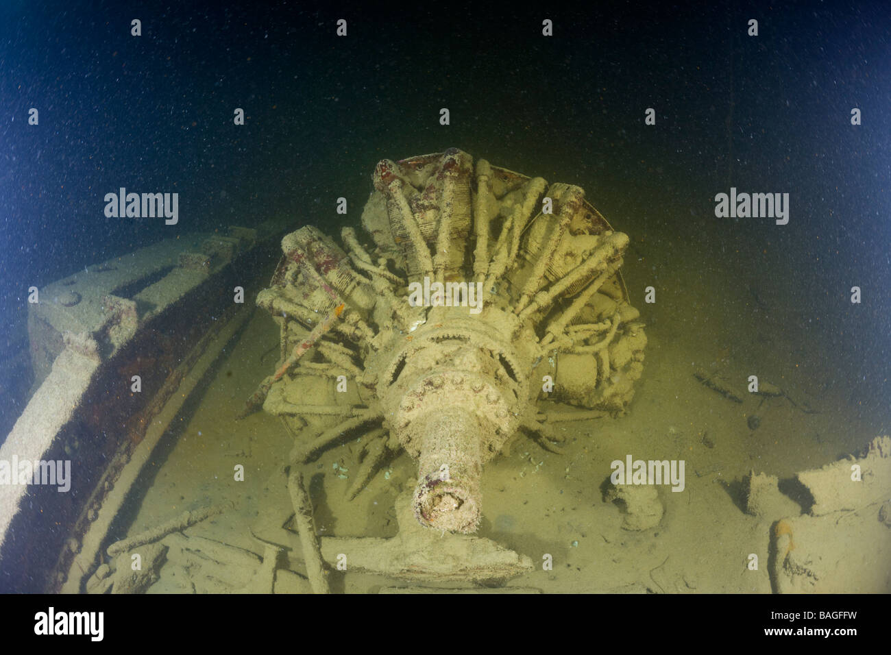 Moteur sur navire de guerre japonais de la Seconde Guerre mondiale Helmet Wreck Micronésie Palau Banque D'Images