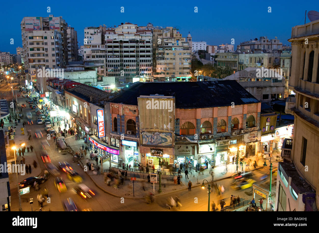 L'Égypte, l'Égypte, la Côte Méditerranéenne, Alexandrie, centre-ville, carrefour de la Sharia Saad Zaghloul et la Charia Safiya Banque D'Images