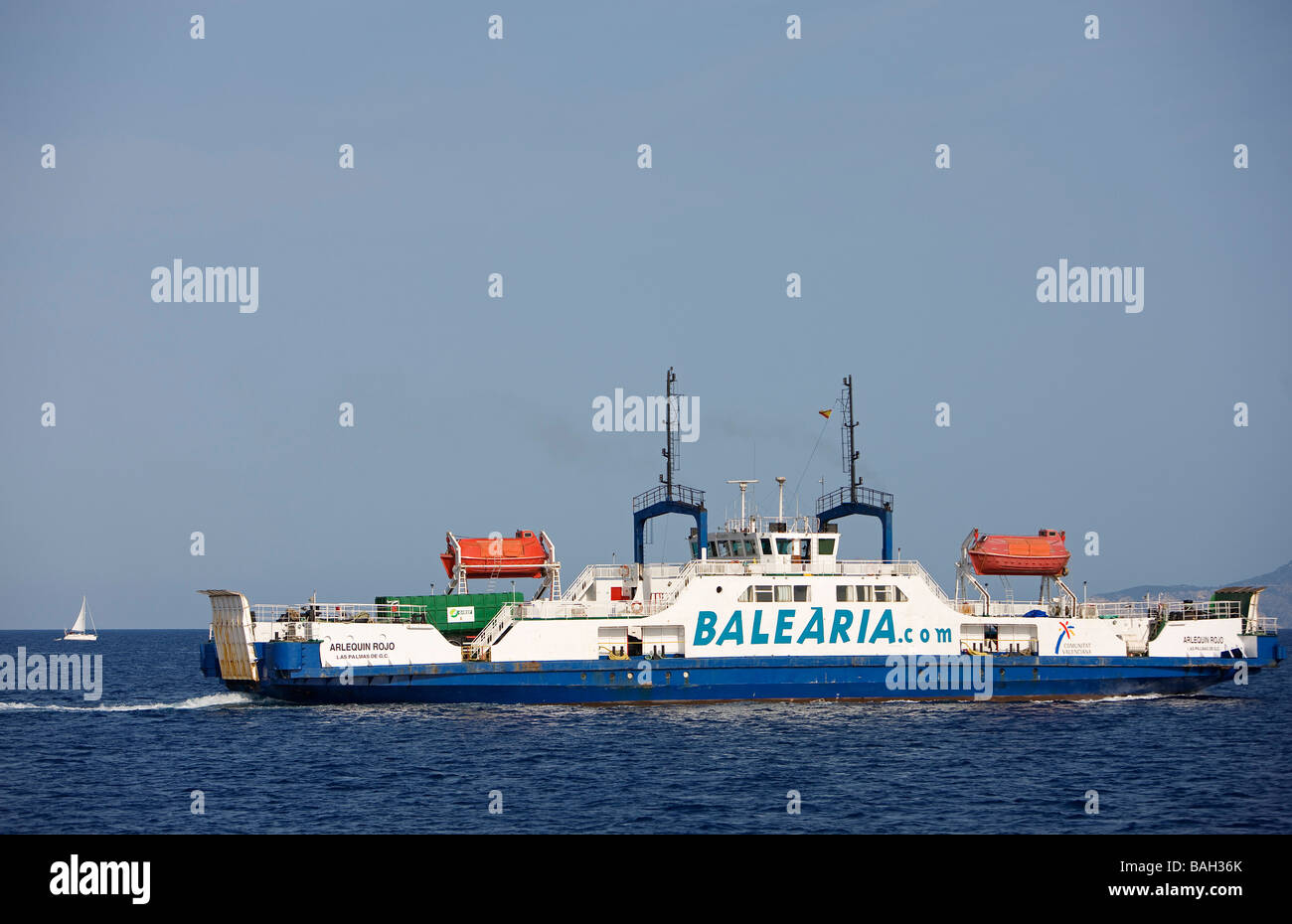 L'Espagne, Îles Baléares, Ibiza island, le ferry qui relie les îles Banque D'Images