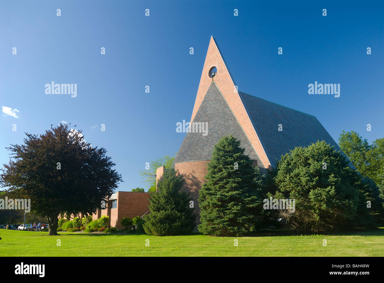 Columbus Indiana First Baptist Church architecture construit en 1965 par l'architecte Harry Weese. U.S. National Historic Landmark Banque D'Images