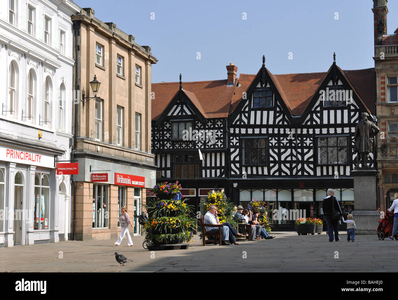 La place et la Rue Haute, Shrewsbury, Shropshire, England, UK Banque D'Images