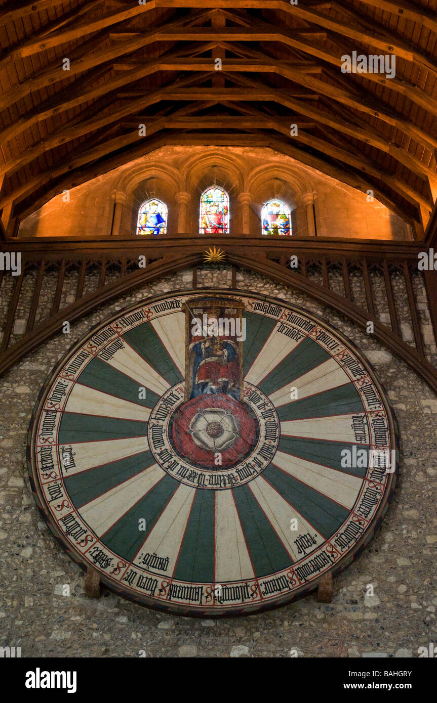 King Arther, Table ronde, The Grate Hall, Winchester, Hampshire, Angleterre, Royaume-Uni, GB. Banque D'Images