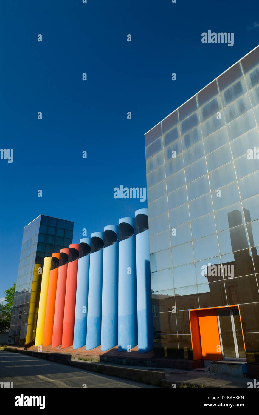 L'architecture de commutation Columbus Indiana sbc gare construite en 1978. Banque D'Images