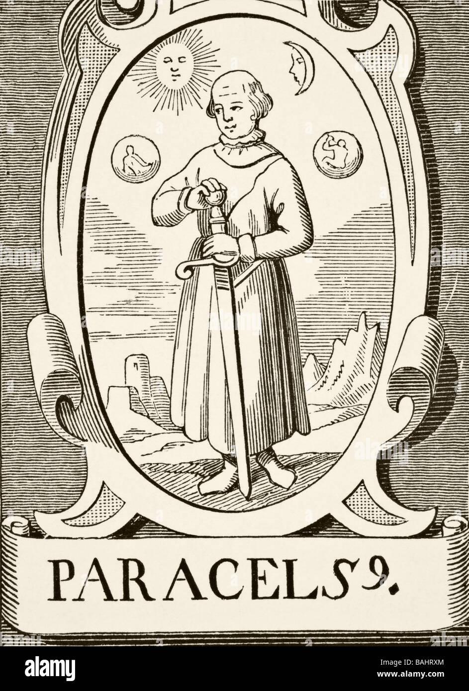 Paracelsus 1493 à 1541. Médecin suisse, botaniste, alchimiste, astrologue et occultiste. Banque D'Images