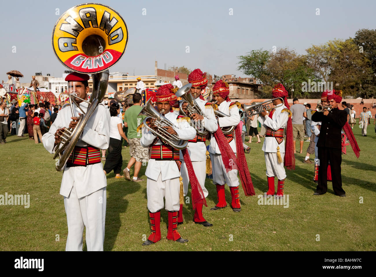 Le Brass Band au Festival de l'éléphant d'Inde Rajasthan Jaipur Banque D'Images