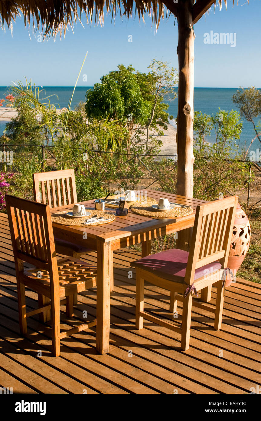 Restaurant dans l'Antsanitia Resort Beach Mahajanga Madagascar Afrique Banque D'Images