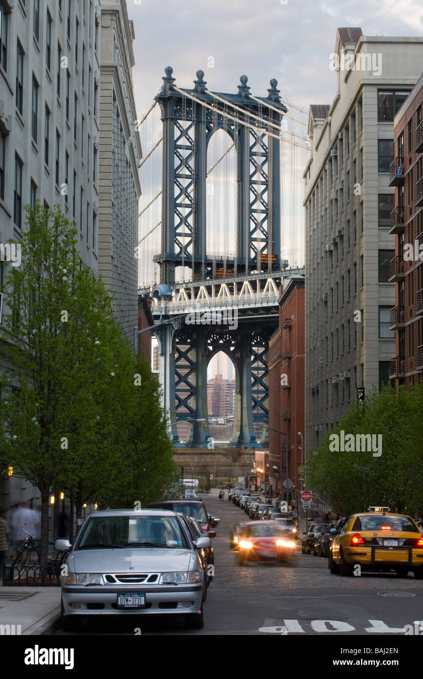 Pont de Manhattan de quartier de Brooklyn DUMBO Banque D'Images