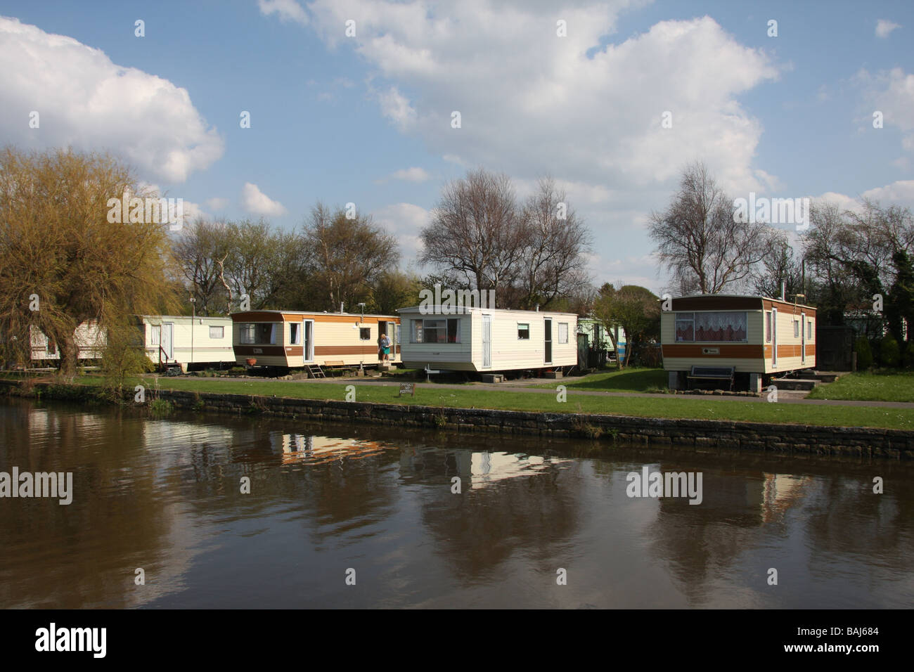 Static Caravan Park sur place à côté de Leeds à Liverpool, Lancashire Scarisbrick, canal Banque D'Images