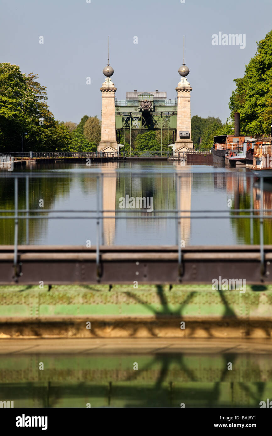 Henrichenburg Shiplift l'ancien dans la ville de Waltrop, l'itinéraire de la culture industrielle , NRW, Rhénanie du Nord-Westphalie, Allemagne Banque D'Images