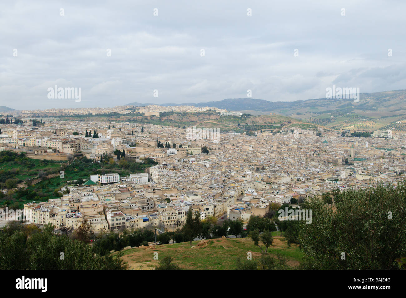 Vues aériennes de l'ancienne médina de Fès Maroc Banque D'Images