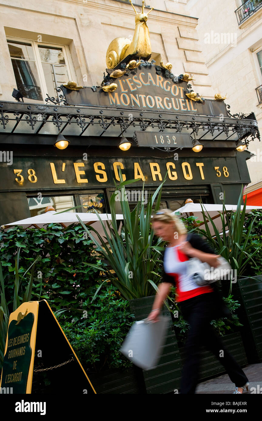 France, Paris, L'Escargot Montorgueil Restaurant à 38 Rue Montorgueil Banque D'Images