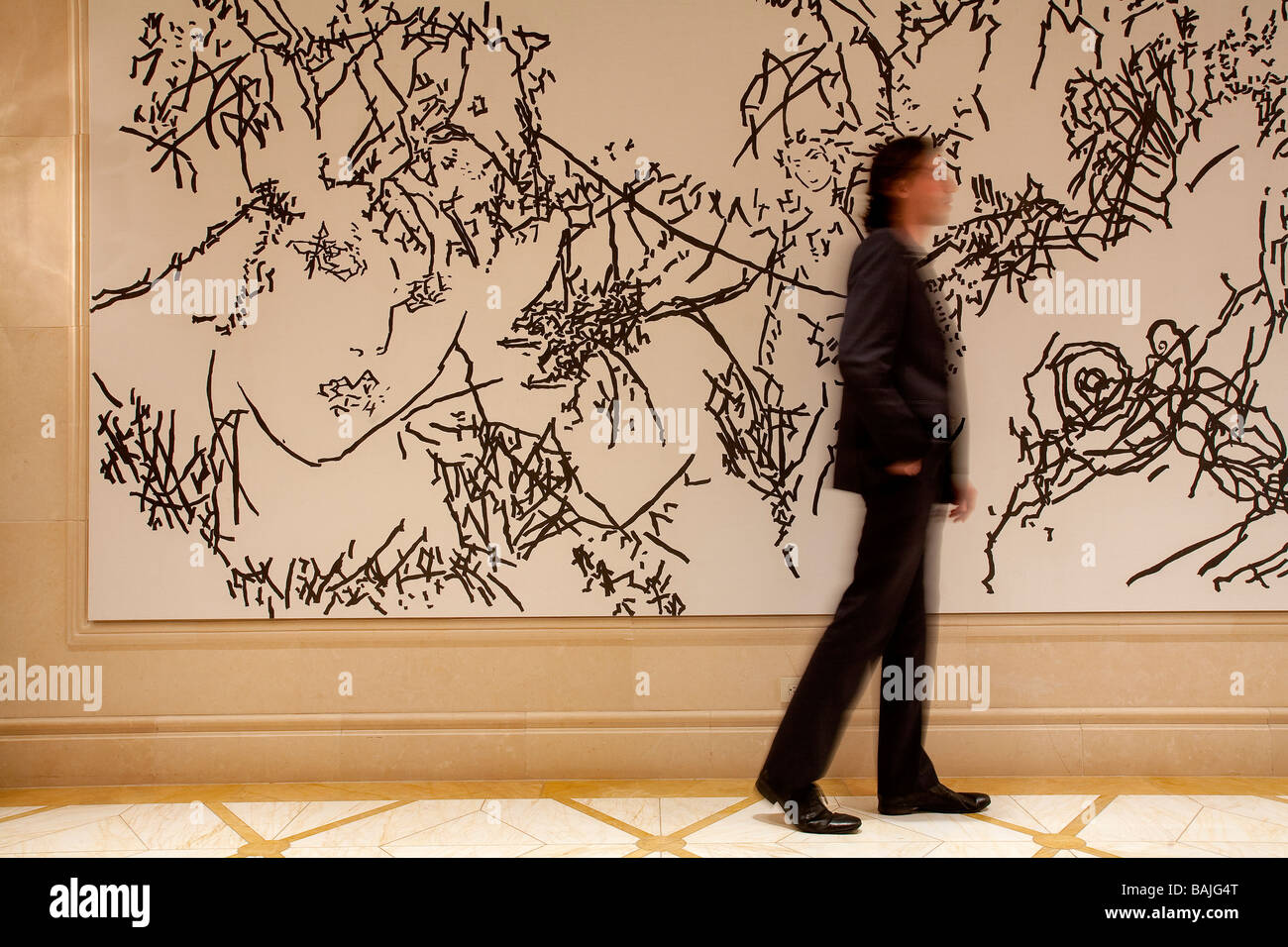 United States, New York, Manhattan, à l'angle de la 5e Avenue et de Central Park, l'hôtel Plaza, la peinture dans le hall Banque D'Images