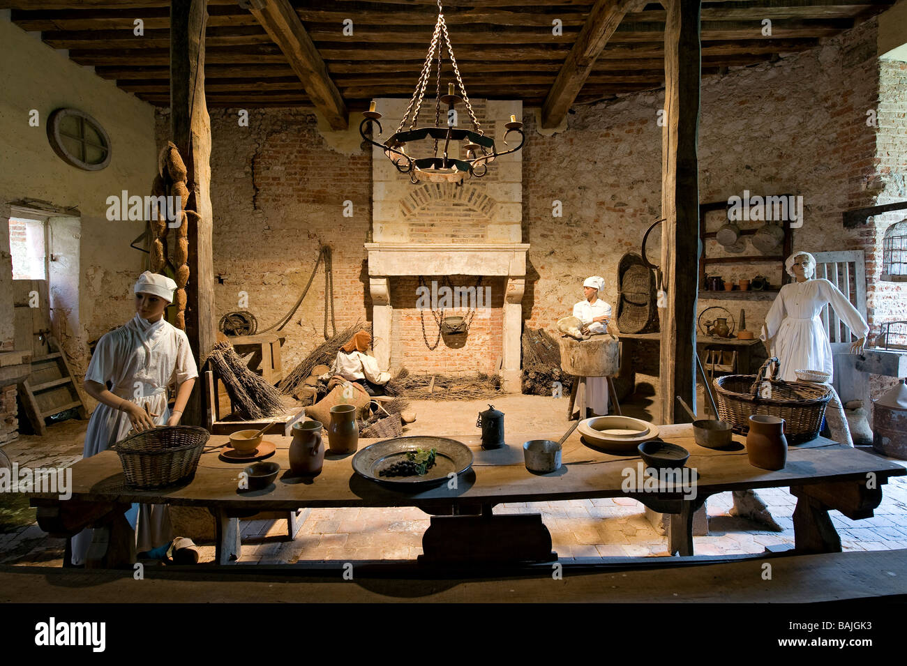 La France, l'Yonne, Saint Fargeau, Château cuisines Banque D'Images